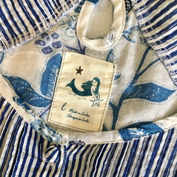 Anthropologie MERMAID Floral Sea Holly Tunic Top Stripes Beach Summer Large - Picture 12 of 15